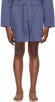 Пижамные шорты коричневого и синего цвета на завязках Tekla