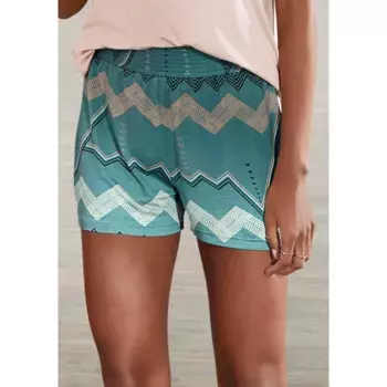Пижамные шорты LASCANA с графичным зигзагообразным узором, бирюзовый