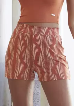 Пижамные шорты LASCANA с модной завышенной талией, терракотовый