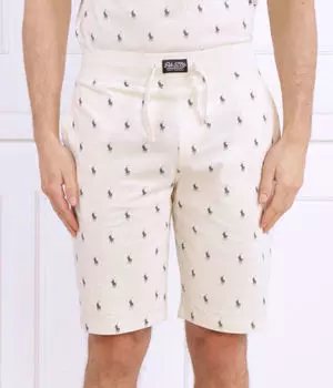 Пижамные шорты Polo Ralph Lauren хлопковые с принтом из логотипов бренда, белый