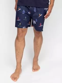 Пижамные шорты с альпийским лыжным принтом Cyberjammies, темно-синий