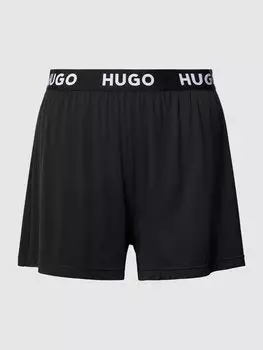 Пижамные шорты с эластичным поясом и логотипом, модель «UNITE» HUGO, черный