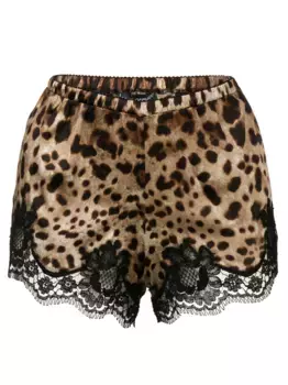 Пижамные шорты с леопардовым принтом DOLCE & GABBANA, коричневый