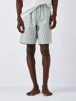 Пижамные шорты с плиточным рисунком из органического хлопка John Lewis, цвет Green Mid