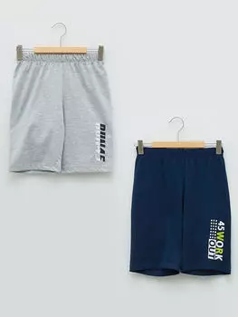 Пижамные шорты с принтом для мальчиков с эластичной резинкой на талии (2 шт.) LCW Kids
