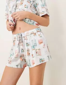 Пижамные шорты с принтом открытки Abercrombie & Fitch (часть комплекта)