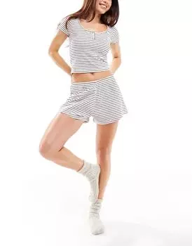 Пижамные шорты в полоску из хлопка персикового цвета из джерси Cotton:On