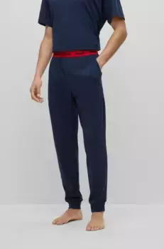 Пижамные штаны HUGO Underwear "Linked Pants" с контрастным логотипом на эластичном поясе, синий