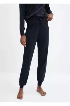 Пижамные штаны из хлопка и льна Mango, темно-синий