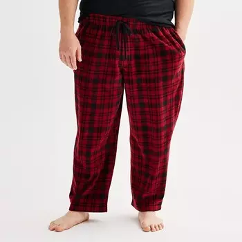 Пижамные штаны из микрофлиса Big & Tall Sonoma Goods For Life, цвет Retro Plaid Red Black