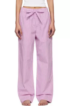 Пижамные штаны из поплина фиолетового и розового цвета Tekla