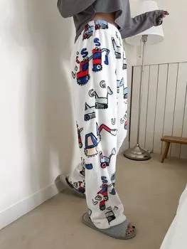 Пижамные штаны, мультяшный узор Dazy, белый