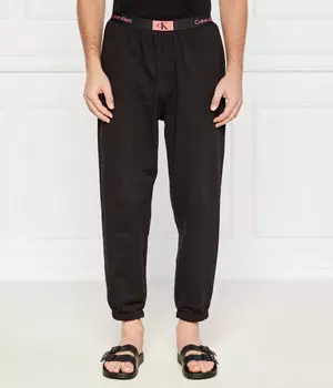 Пижамные штаны мужские Calvin Klein Underwear свободного кроя с логотипом бренда, черный