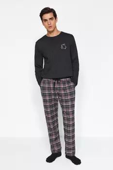 Пижамные штаны мужские Trendyol в клетку, черный