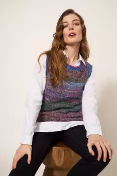 Пижамные штаны в мелкую клетку Nina из органического хлопка футболка без рукавов с сакурой White Stuff, зеленый