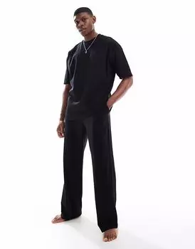 Пижамный комплект ASOS DESIGN, удлиненный, черного цвета