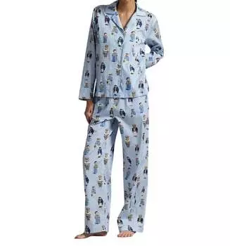 Пижамный комплект Bear Cotton с длинными рукавами в цвете Oxford Blue Polo Ralph Lauren