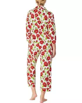 Пижамный комплект Bedhead PJs 3/4 Sleeve Cropped PJ Set, цвет Red Camellia