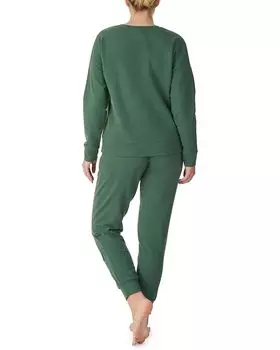 Пижамный комплект Bedhead PJs Long Sleeve Crew Neck Joggers Set, цвет Emerald Leopard