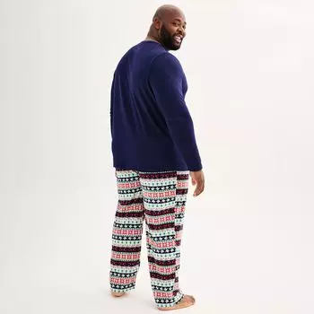 Пижамный комплект Big & Tall Christmas Morning с топом Henley и флисовым низом Fairisle Jammies For Your Families
