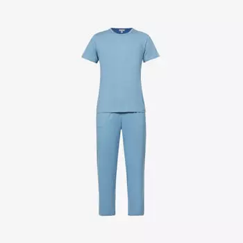 Пижамный комплект Carly из хлопкового джерси с короткими рукавами Skin, синий