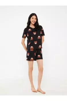 Пижамный комплект - Черный - Графика LC Waikiki