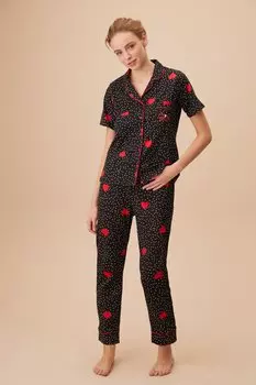 Пижамный комплект - Черный - Сердце SUWEN