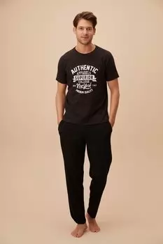 Пижамный комплект - черный - слоган SUWEN