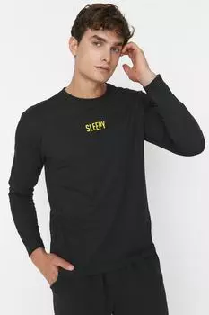 Пижамный комплект - черный - слоган Trendyol, черный