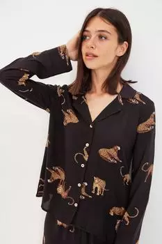 Пижамный комплект - черный - слоган Trendyol, черный