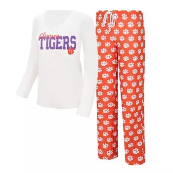 Пижамный комплект Concepts Sport Clemson Tigers, белый