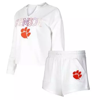 Пижамный комплект Concepts Sport Clemson Tigers, белый
