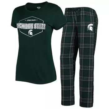 Пижамный комплект Concepts Sport Michigan State Spartans, зеленый