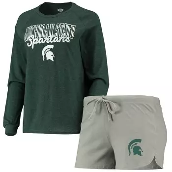 Пижамный комплект Concepts Sport Michigan State Spartans, зеленый
