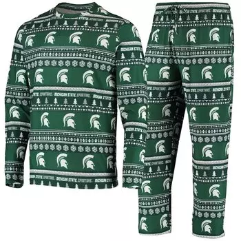 Пижамный комплект Concepts Sport Michigan State Spartans, зеленый