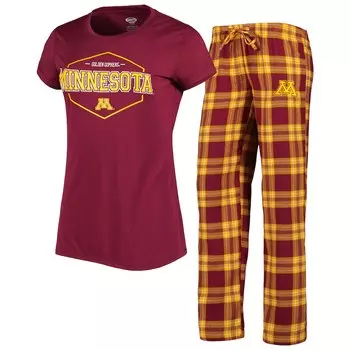 Пижамный комплект Concepts Sport Minnesota Golden Gophers, бордовый