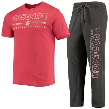 Пижамный комплект Concepts Sport Washington State Cougars, угольный
