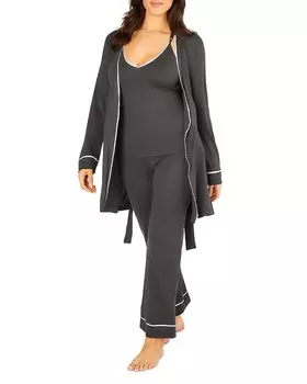 Пижамный комплект Cosabella Bella Curvy Racerback с рубашкой, брюками и халатом, серый