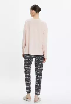 Пижамный комплект CREW NECK PRINTED LONG SLEEVE SET Koton, розовый