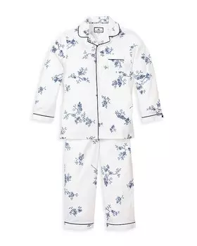 Пижамный комплект цвета индиго для девочек Petite Plume с цветочным принтом — Baby, Little Kid, Big Kid, белый