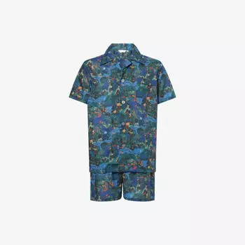 Пижамный комплект Derek Rose из хлопкового поплина классического кроя, мультиколор