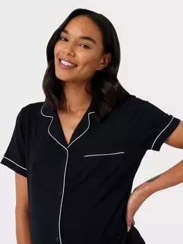 Пижамный комплект для беременных с короткой рубашкой из модала Chelsea Peers, черный