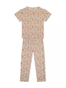 Пижамный комплект для девочек с круглым вырезом и принтом с короткими рукавами ANTEBIES