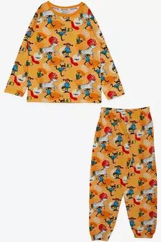 Пижамный комплект для мальчика Crazy Girl с рисунком горчично-желтого цвета (4–8 лет) Breeze