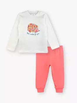 Пижамный комплект для маленьких девочек с круглым вырезом и длинными рукавами LUGG BABY, экрю