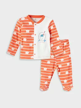 Пижамный комплект для маленьких девочек с круглым вырезом и принтом LUGGI BABY, цветок граната