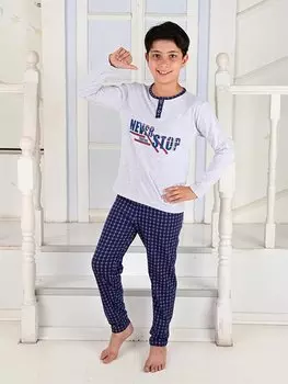Пижамный комплект для маленьких мальчиков с круглым вырезом и принтом Vitmo Vitamin, смешанный