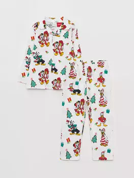 Пижамный комплект для маленьких мальчиков с воротником-поло и длинными рукавами с принтом Disney LCW baby