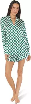 Пижамный комплект для ранних пташек Show Me Your Mumu, цвет Green Checker Silky