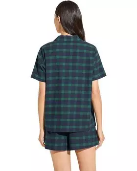 Пижамный комплект Eberjey Flannel Short PJ Set, цвет Windowpane Plaid True Navy